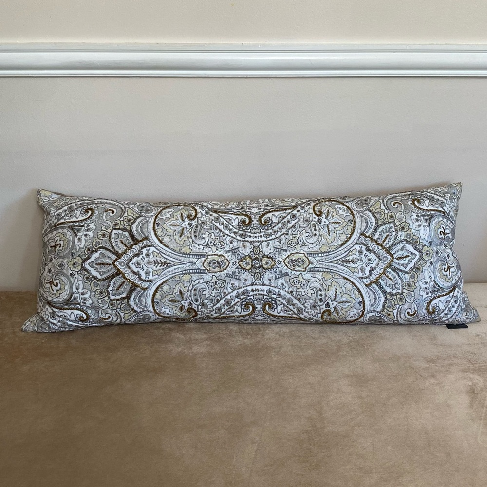 Lacourte  Embroidered Floral-Print Decorative Gray Decorative Pillow